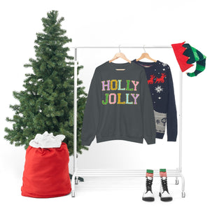 Faux Chenille Holly Jolly Unisex Heavy Blend™ Crewneck Sweatshirt