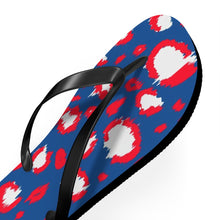 Load image into Gallery viewer, Leopard Blue July 4th Flip Flops
