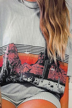 Load image into Gallery viewer, Waffle-Knit Printed Half Sleeve Top and Shorts Set
