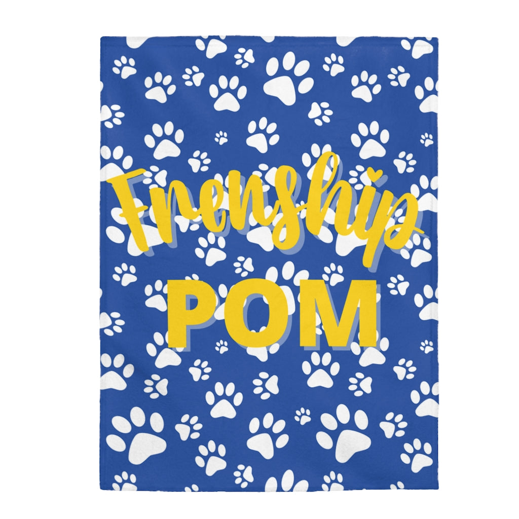 Blue Frenship Pom Velveteen Plush Blanket