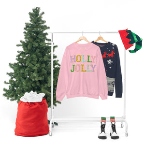 Faux Chenille Holly Jolly Unisex Heavy Blend™ Crewneck Sweatshirt