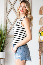 Load image into Gallery viewer, Striped Ribbed Round Neck Tank
