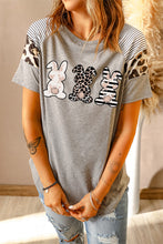 Load image into Gallery viewer, Easter Rabbit Graphic Striped Leopard Raglan Sleeve Tee
