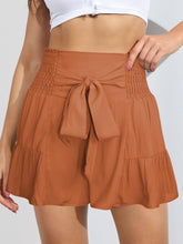 Load image into Gallery viewer, Smocked Tie-Front High-Rise Shorts
