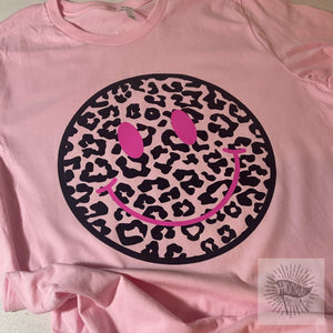 Smiley Face Leopard Print Tee