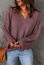 Load image into Gallery viewer, Notched Neck Drop Shoulder Blouse
