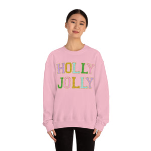 Faux Chenille Holly Jolly Unisex Heavy Blend™ Crewneck Sweatshirt