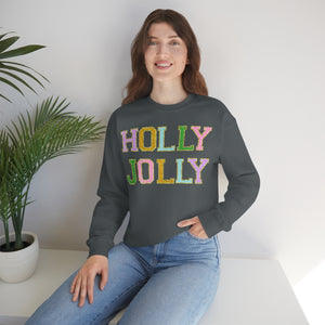 Faux Chenille Holly Jolly Unisex Heavy Blend™ Crewneck Sweatshirt