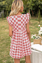 Load image into Gallery viewer, Plaid Butterfly Sleeve Deep V Dress
