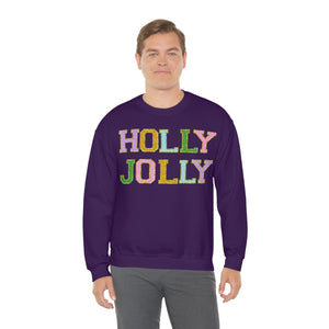 Faux Chenille Holly Jolly Unisex Heavy Blend™ Crewneck Sweatshirt