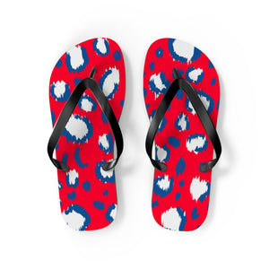 Leopard Fourth Of July Red White and Blue Flip Flops