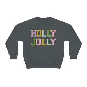 Faux Chenille Holly Jolly Unisex Heavy Blend™ Crewneck Sweatshirt