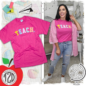 Teach Color Block Letter T-Shirt