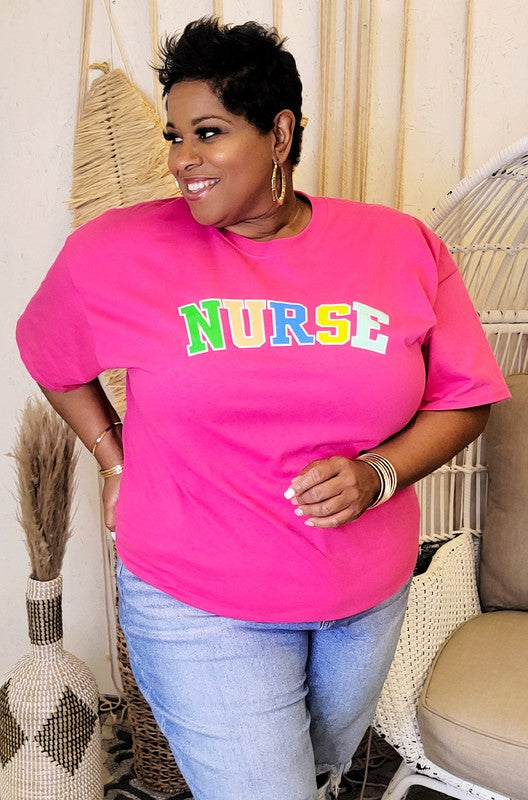 Nurse Color Block Letter T-Shirt