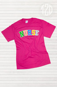 Nurse Color Block Letter T-Shirt