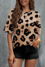 Load image into Gallery viewer, Animal Print Dropped Shoulder Round Neck T-Shirt
