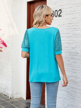 Load image into Gallery viewer, Sequin V-Neck Short Sleeve Blouse
