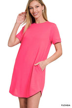 Load image into Gallery viewer, ROLLED SHORT SLEEVE ROUND NECK DRESS
