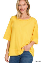 Load image into Gallery viewer, RIBBED BOAT NECK DOLMAN SLEEVE TOP W FRONT SEAM
