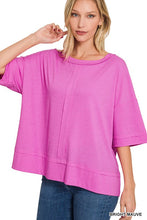Load image into Gallery viewer, RIBBED BOAT NECK DOLMAN SLEEVE TOP W FRONT SEAM
