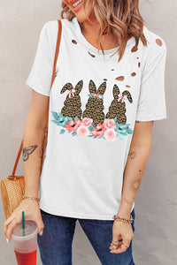 Easter Bunny Graphic Distressed Tee Shirt