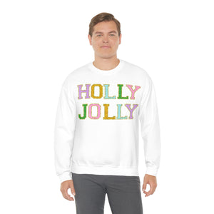 Faux Chenille Holly Jolly Unisex Heavy Blend™ Crewneck Sweatshirt