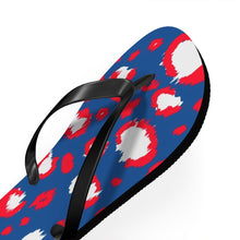 Load image into Gallery viewer, Leopard Blue July 4th Flip Flops
