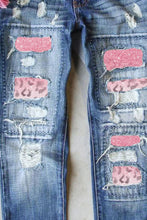 Load image into Gallery viewer, Leopard Patch Distressed Straight Leg Jeans
