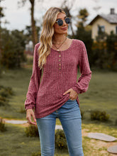 Load image into Gallery viewer, Round Neck Button-Down Long Sleeve Tee
