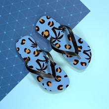 Load image into Gallery viewer, Palm Tree Blue Flip Flops
