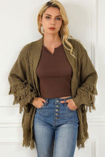 Load image into Gallery viewer, Cable-Knit Fringe Pocketed Cardigan
