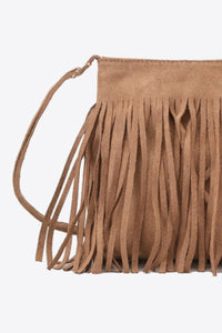 PU Leather Crossbody Bag with Fringe