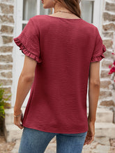 Load image into Gallery viewer, Textured Petal Sleeve Round Neck Tee
