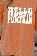 Load image into Gallery viewer, Round Neck Dropped Shoulder HELLO PUMPKIN Graphic Sweatshirt
