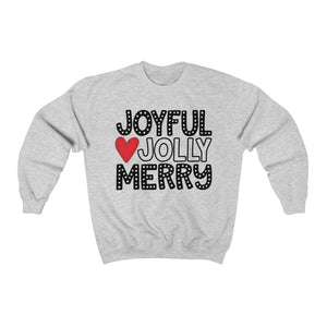 Joyful Jolly Merry Black Font Unisex Heavy Blend™ Crewneck Sweatshirt