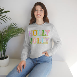 Faux Chenille Holly Jolly Unisex Heavy Blend™ Crewneck Sweatshirt