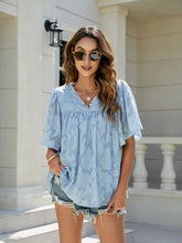 Load image into Gallery viewer, Frill V-Neck Half Sleeve Blouse
