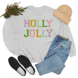 Faux Chenille Holly Jolly Unisex Heavy Blend™ Crewneck Sweatshirt