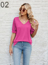Load image into Gallery viewer, Sequin V-Neck Short Sleeve Blouse
