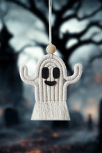 Load image into Gallery viewer, Wood Bead Fringe Ghost Shape Macrame Key Chain
