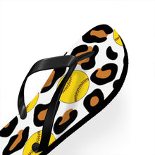 Load image into Gallery viewer, Leopard Softball Flip Flops
