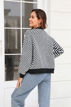 Load image into Gallery viewer, Button-Down Stripe &amp; Plaid Contrast Pattern Cardigan
