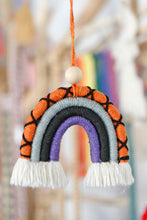 Load image into Gallery viewer, Fringe Macrame Rainbow Shape Wood Bead Cotton Keychain
