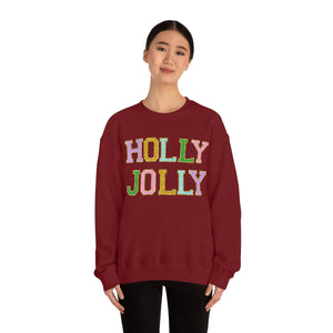 Faux Chenille Holly Jolly Unisex Heavy Blend™ Crewneck Sweatshirt