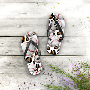 Leopard Baseball Flip Flops