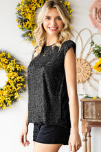 Load image into Gallery viewer, Sequin Round Neck Capped Sleeve Tank
