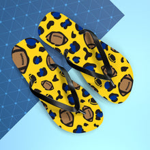 Load image into Gallery viewer, Football Yellow and Blue Flip Flops
