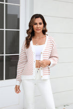 Load image into Gallery viewer, Button-Down Stripe &amp; Plaid Contrast Pattern Cardigan
