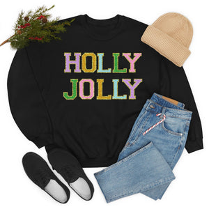 Faux Chenille Holly Jolly Unisex Heavy Blend™ Crewneck Sweatshirt