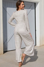 Load image into Gallery viewer, Striped Round Neck Long Sleeve Jumpsuit
